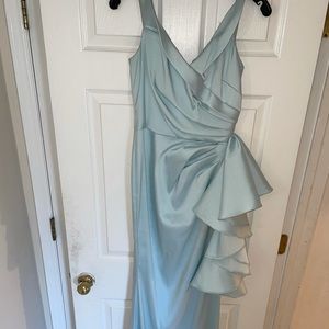 Light blue pleated evening gown